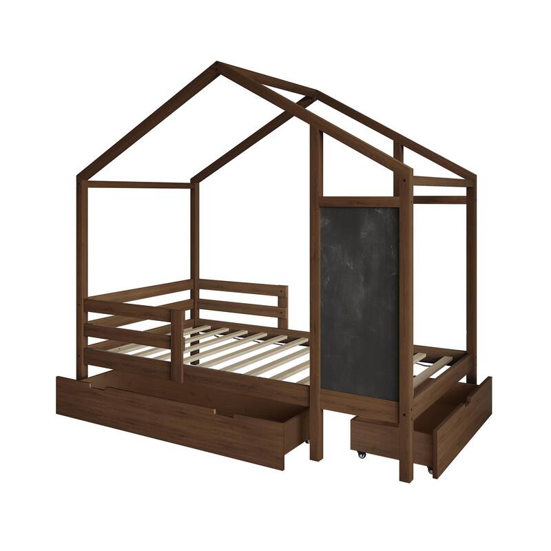 CraftPorch Mid-Century Wooden Canopy Bed
