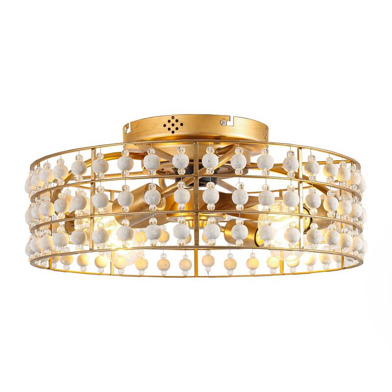 18" Bohemian Gold Caged Reversible Propeller Low Profile Smart Ceiling Fan with APP Control and Remote