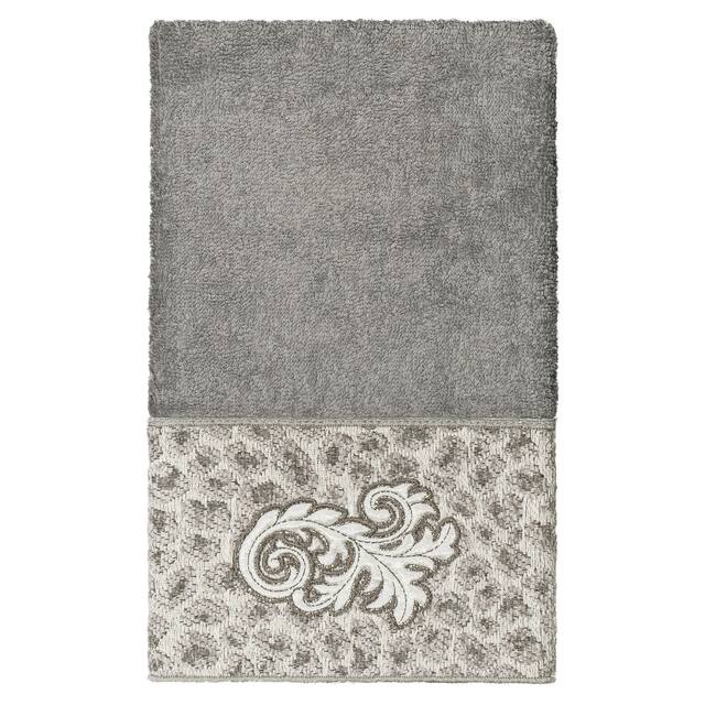 Authentic Hotel and Spa 100% Turkish Cotton April Embellished Hand Towel - Dark Gray