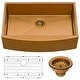 preview thumbnail 3 of 8, Ruvati 30-inch Apron-Front Farmhouse Kitchen Sink - Copper Tone Matte Bronze Stainless Steel Single Bowl - RVH9660CP - 8' x 11'