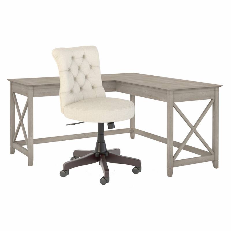 Key West 60W L-Desk with Tufted Office Chair by Bush Furniture