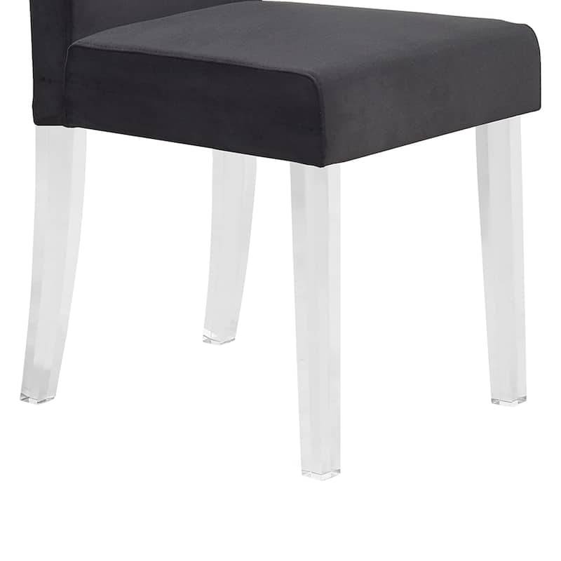 Dalia Black or Grey Velvet Parsons Dining Chairs with Acrylic Legs - Set of 2