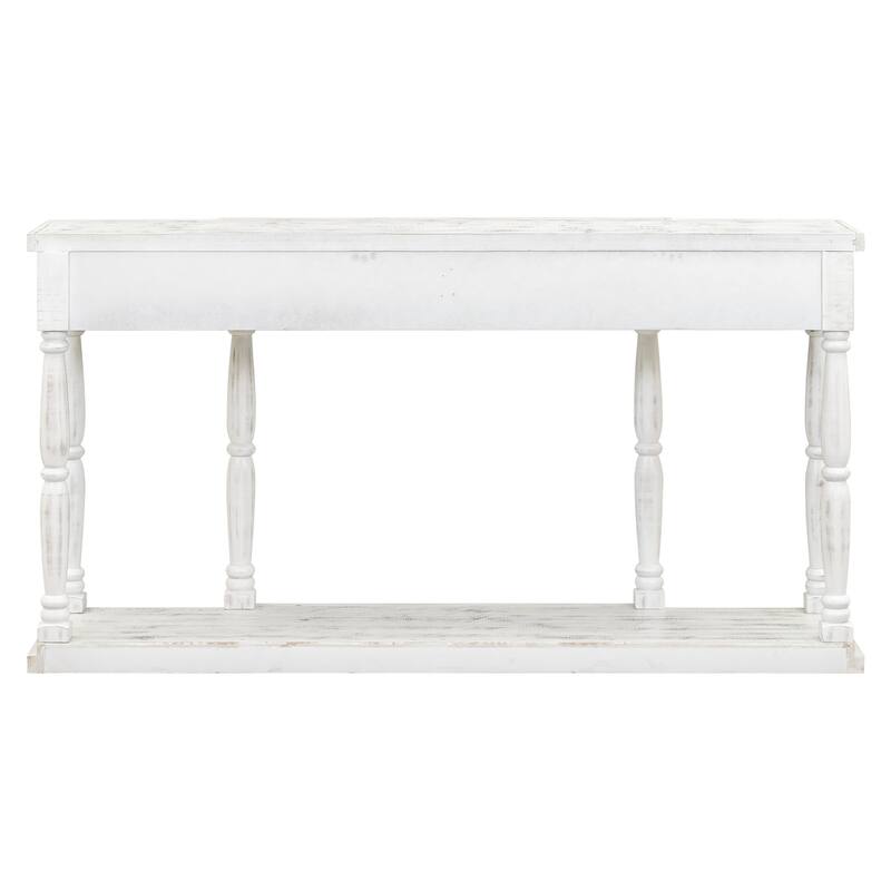 Retro Console Table with 4 Front Facing Storage Drawers and 1 Shelf