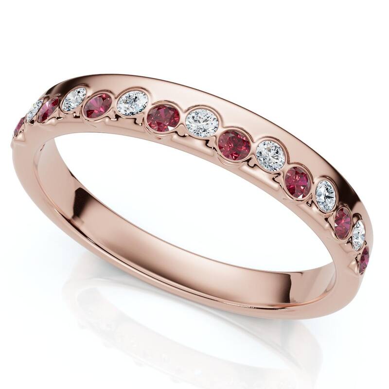 Bliss Diamond 1/5Ct Diamond & Ruby Rhythm Anniversary Band Gold or Platinum Lab Grown