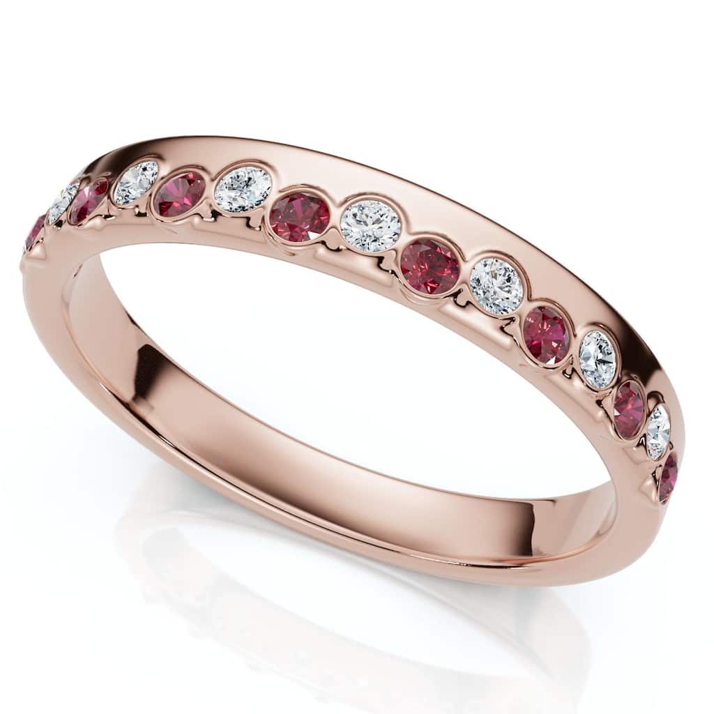 Bliss Diamond 1/5Ct Diamond & Ruby Rhythm Anniversary Band Gold or Platinum Lab Grown