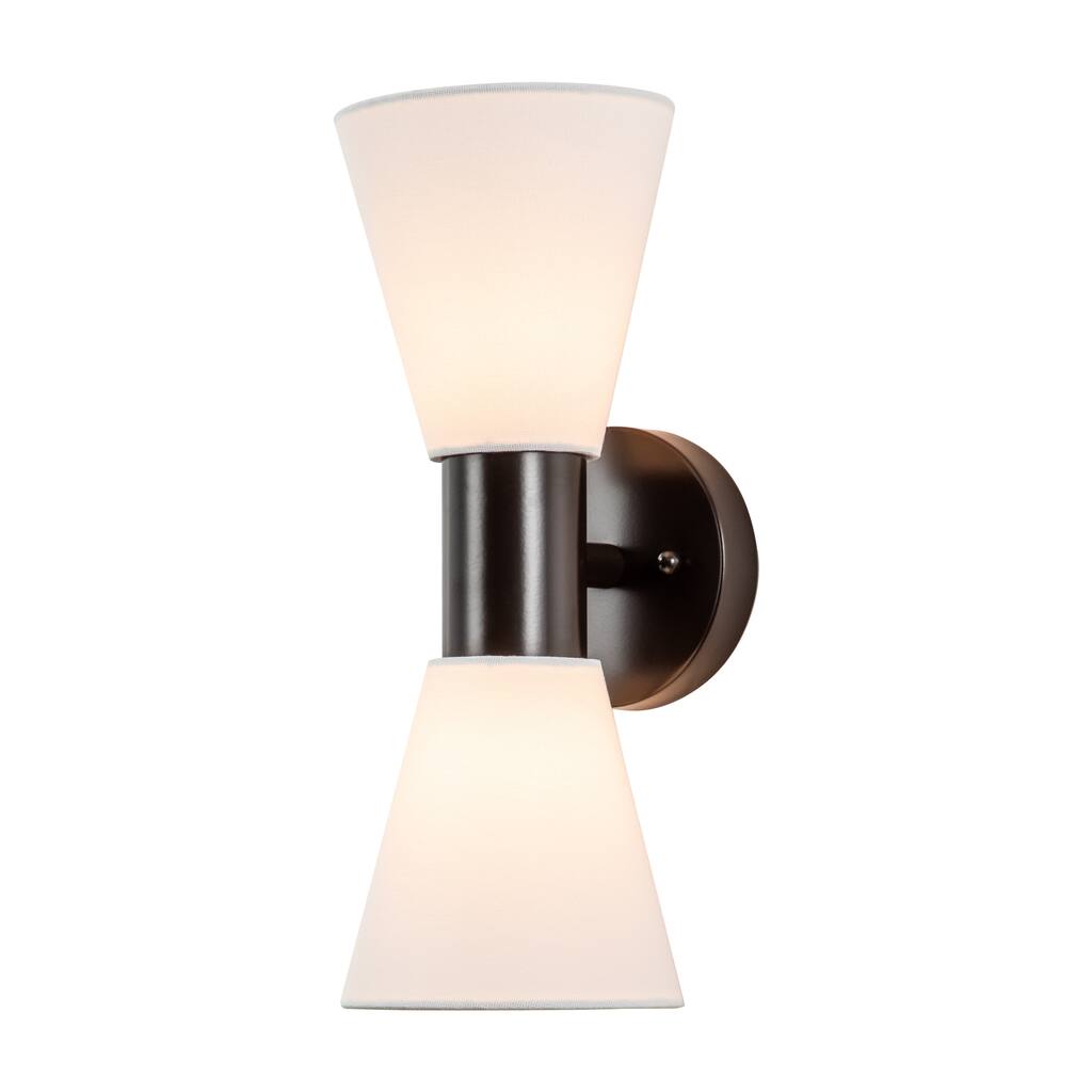 C Cattleya 2-Light Oil-Rubbed Bronze Indoor Wall Sconce with Hourglass Linen Shade - ORB