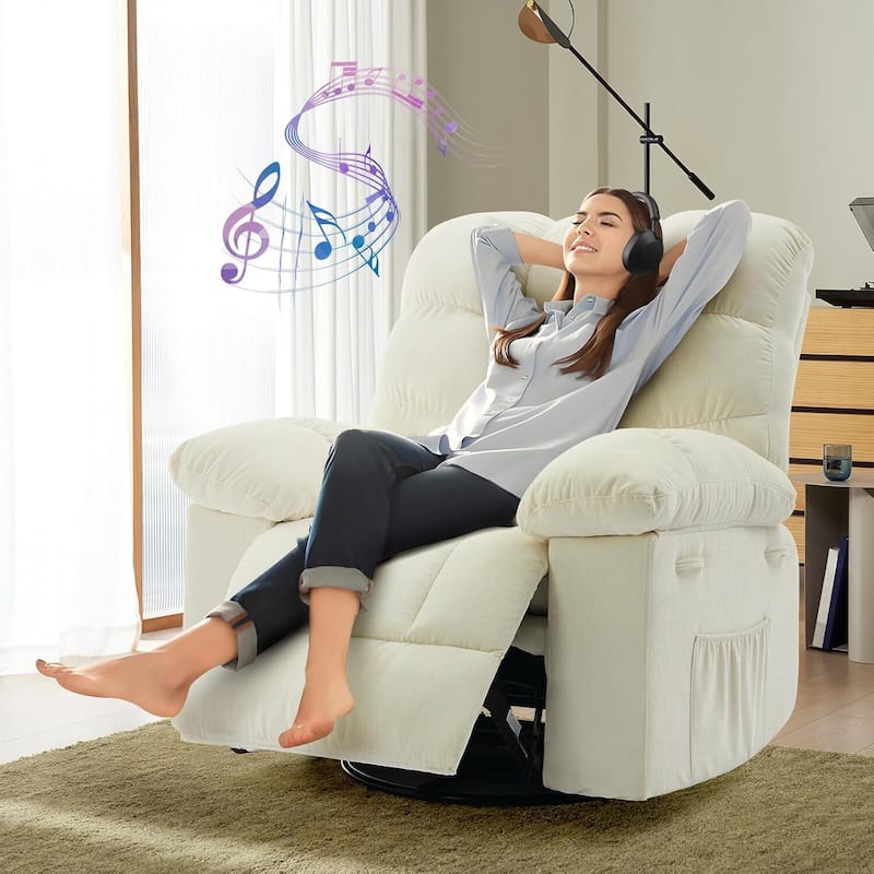 Upholstered 360° Swivel Recliner Rocker Chair for Room - 1PC