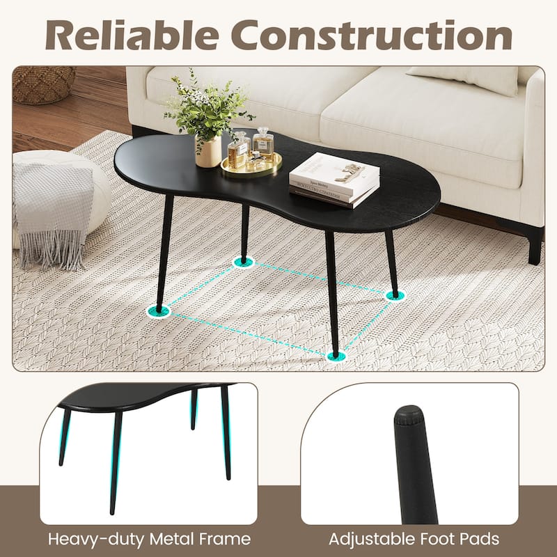 Gymax Cloud Shape Coffee TableIrregular Center Table w/ Metal