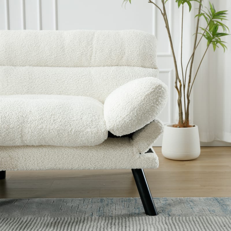Modern Upholstered 2 Seaters Sleeper Sofa with Thick Cushion and Metal Feet
