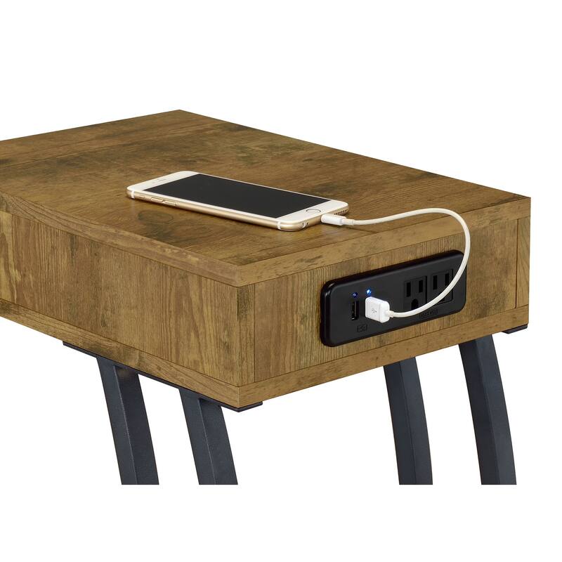 Troy 1-drawer C-Shaped Side Table Power Outlet