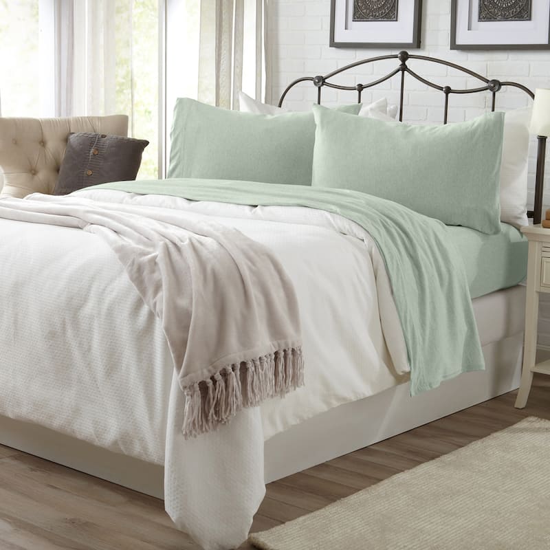 Linery & Co. Heathered Melange Cotton Jersey Knit Sheet Set
