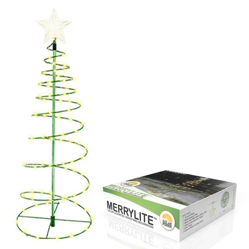 2 Ft. Tall Solar Pre-Lit LED Metal Christmas Tree Holiday Light Decoration - Multicolor or White
