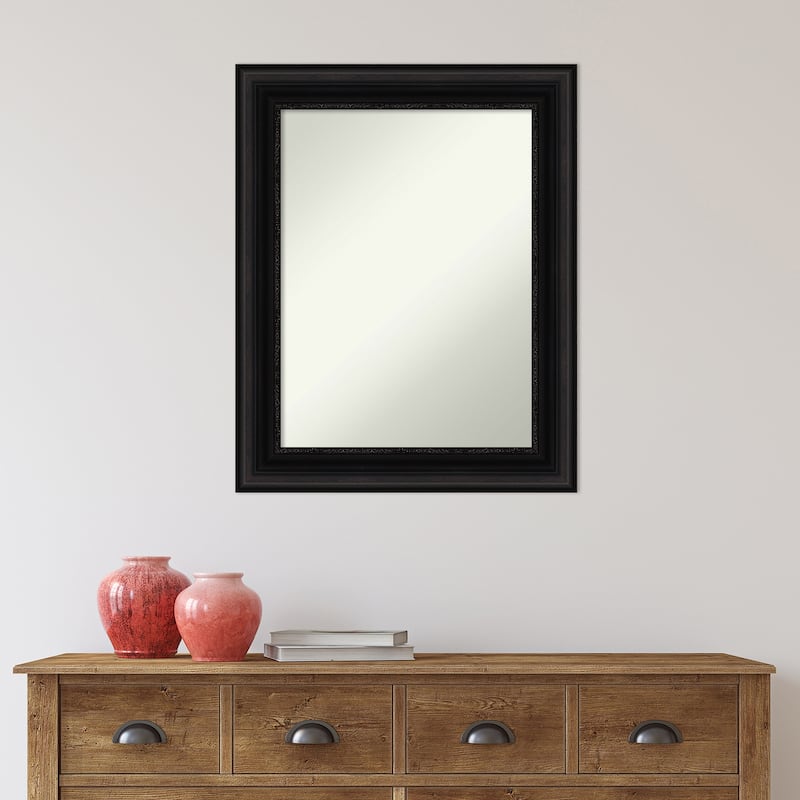 Non-Beveled Bathroom Wall Mirror - Parlor Black Frame