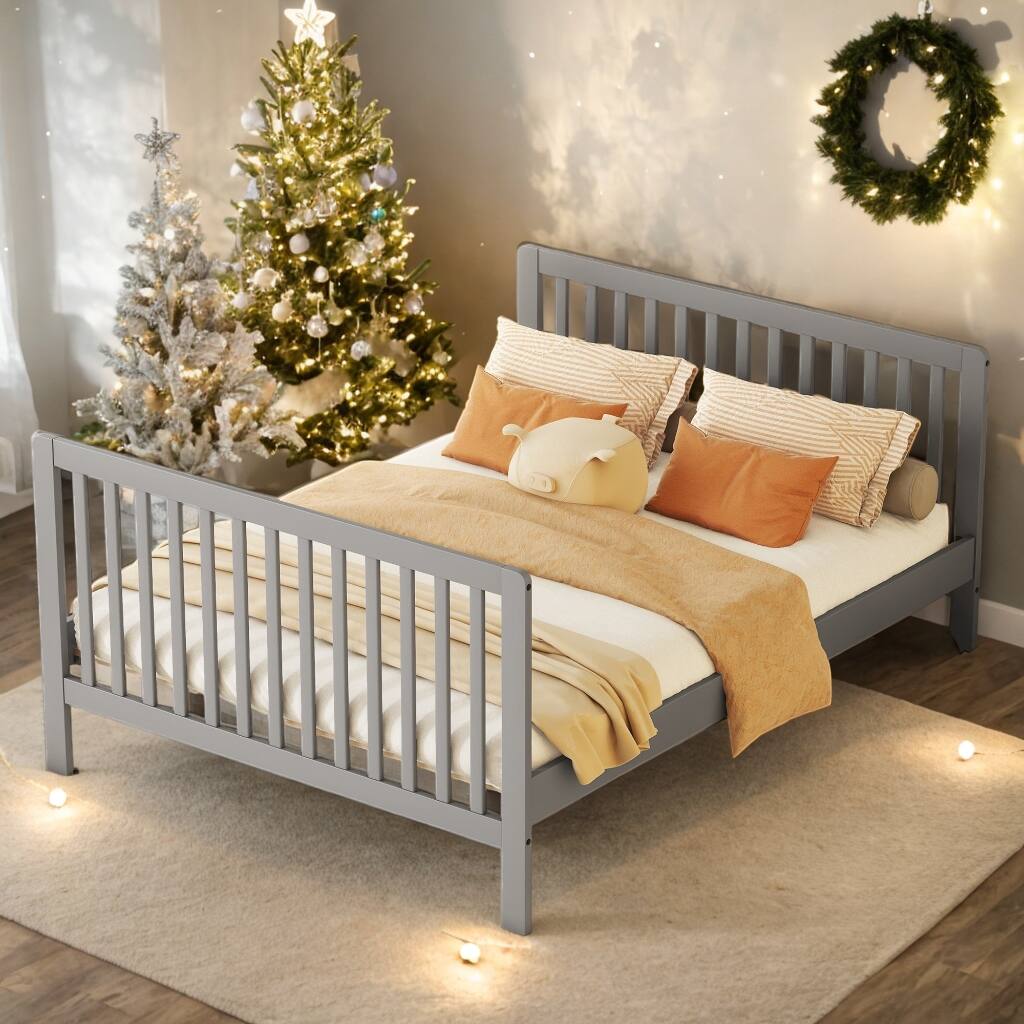 2-IN-1 Convertible Crib/Full Size Bed with Changing Table