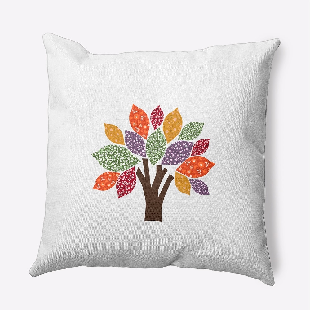 Printed Quilt Tree Accent Pillow