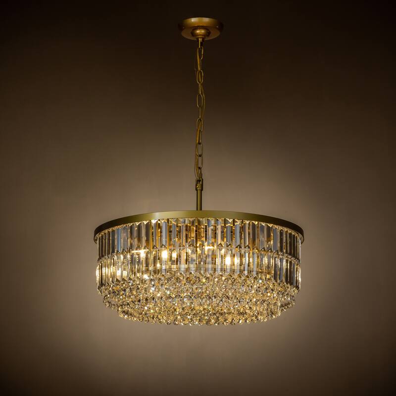 Modern Glam Gold Round Crystal Chandelier