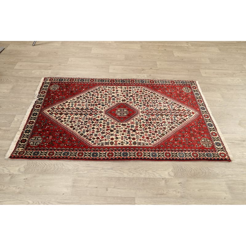 Vegetable Dye Tribal Abadeh Persian Wool Area Rug Handmade Carpet - 3'5" x 5'1"