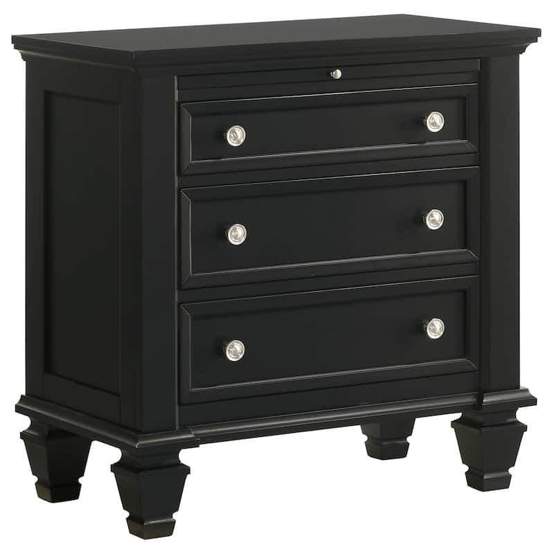 Sandy Beach Coastal 3-drawer Wood Nightstand - Black