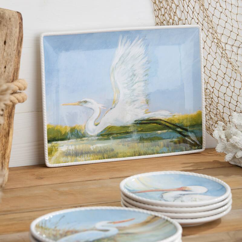 Certified International Coastal Birds Rectangular Platter 16" x 12" - 16.00"L x 12.00"W x 1.25"H