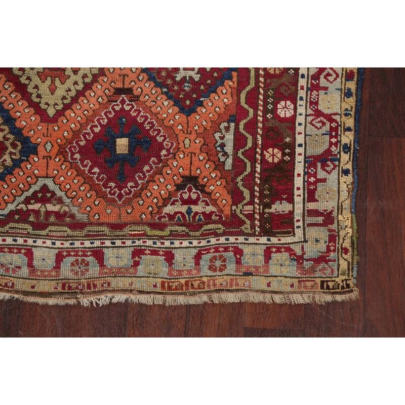 Pre-1900 Antique Vegetable Dye Oushak Turkish Wool Area Rug Handmade - 3'7" x 8'2"