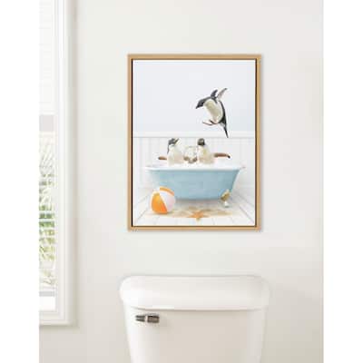 Kate and Laurel Sylvie Three Penguins Framed Canvas by Amy Peterson