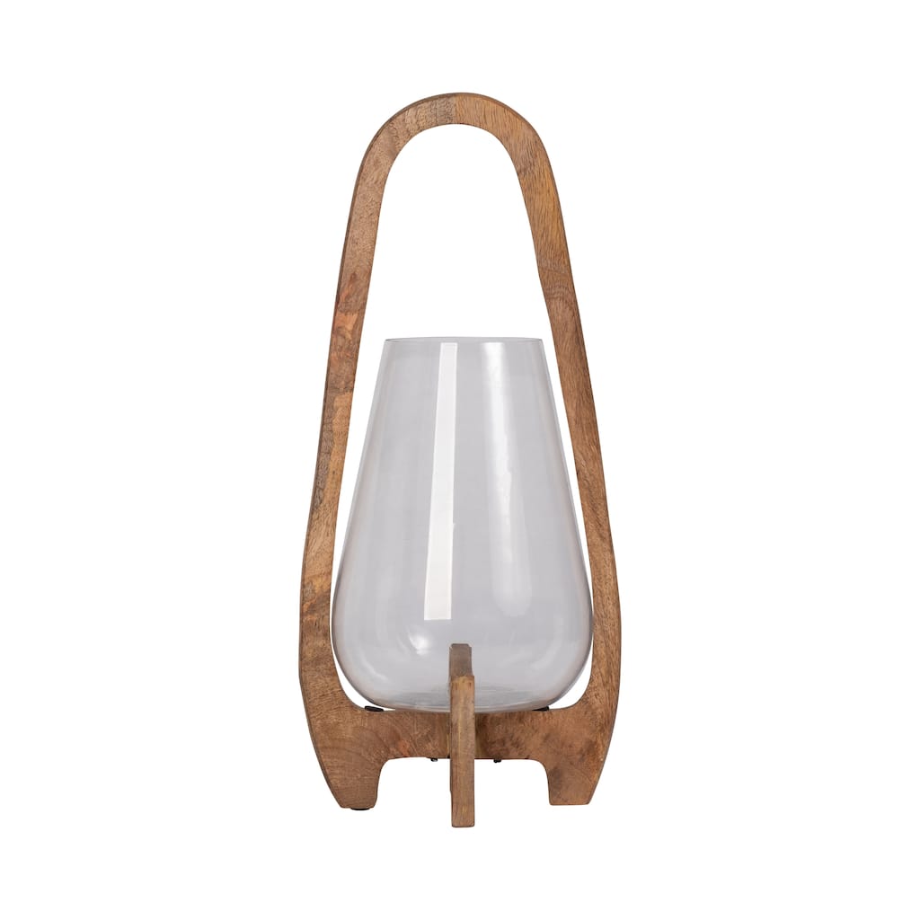 Sagebrook Home Modern Crafted Glass and Wood Lantern