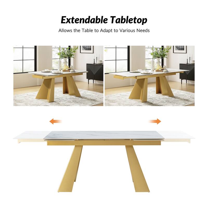 Noah 94" Mordern Extendable Dining Table with Metal Base by HULALA HOME