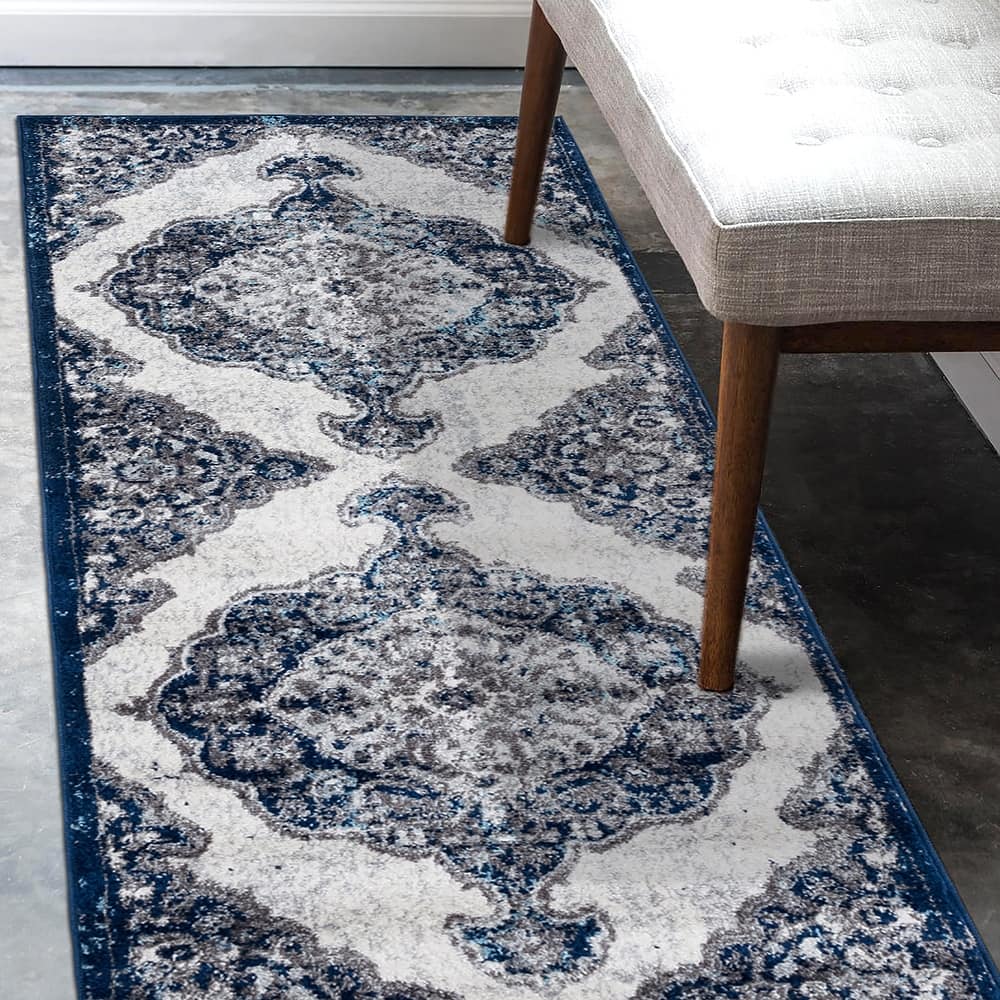 Aurelia Hana Navy Blue Medallion Area Rug