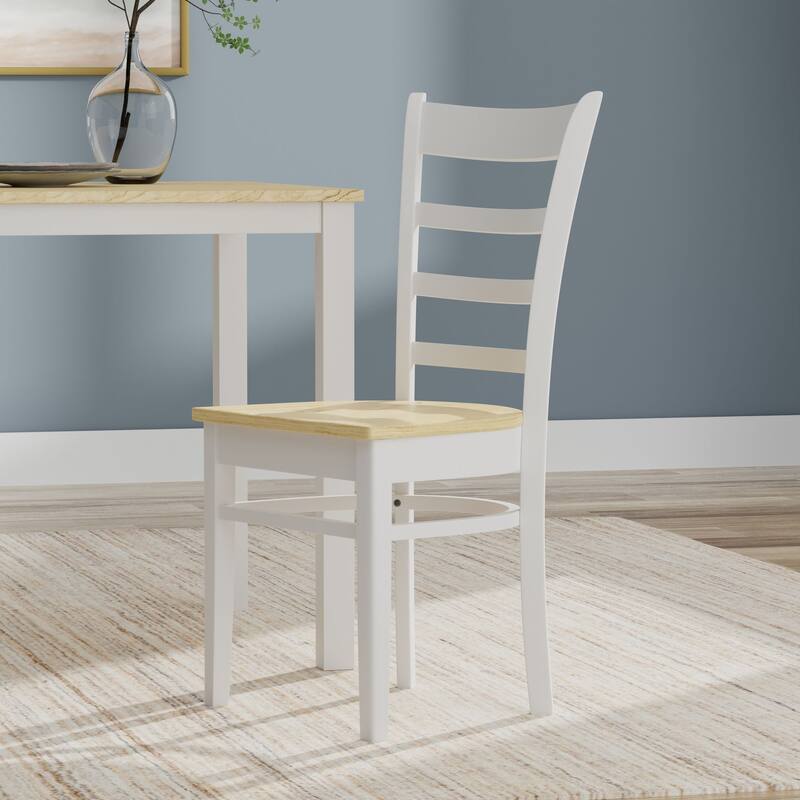 5-Piece Dining Set, 48" Rectangle Wood Table and Slat Back Chairs