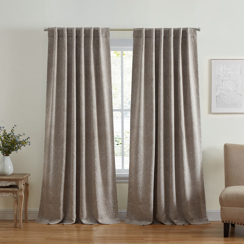 Vittoria Paisley Printed Blackout Curtain Panel - 52x84 - Natural