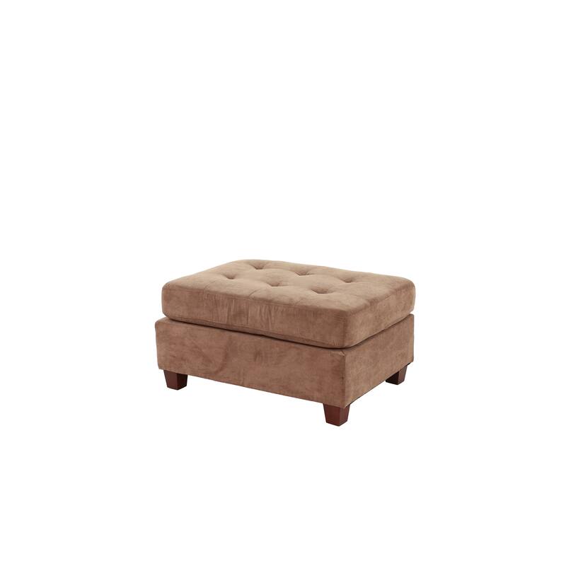 Cocktail Ottoman Waffle Suede Fabric Truffle Color W Tufted Seats Ottomans Hardwoods Living Room