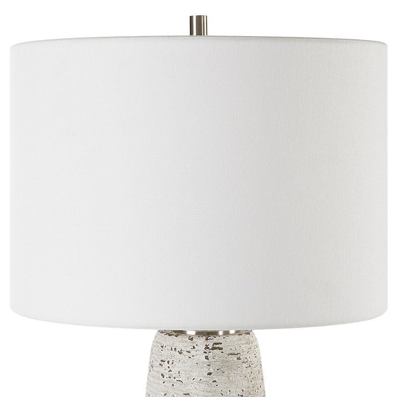 Off White Stone Ceramic Table Lamp - 15"W x 27"H x 15"D