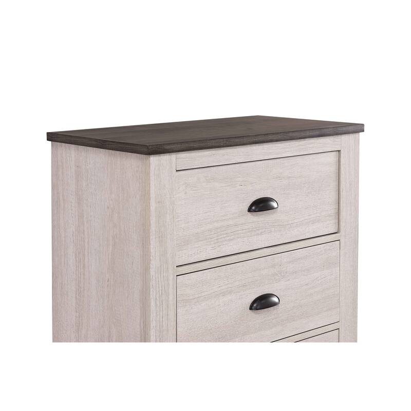 1pc Contemporary Two-Drawers Nightstand Bed Side Cabinet Wooden Furniture Rustic Chalk Gray Color