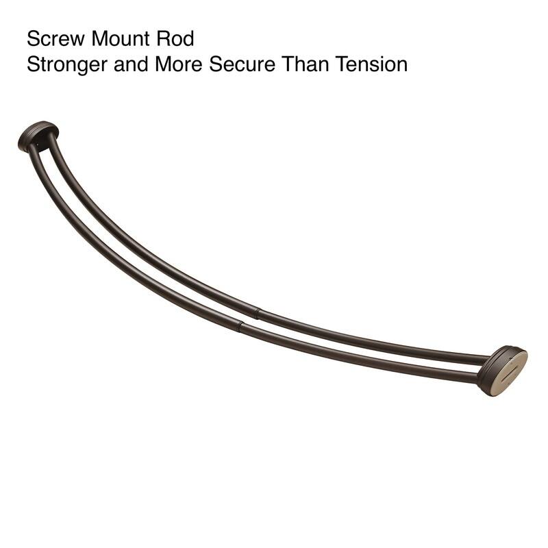Utopia Alley Rustproof Wall Mounted Aluminum Double Curved Shower Curtain Rod, Screw Mount Rod, Adjustable Rod from 45" to 72"