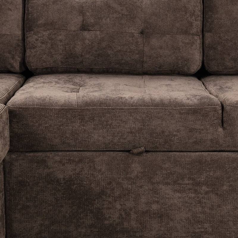 82.6" L-shape Sofa Bed,Sleeper Sofa with Wheels and USB Ports