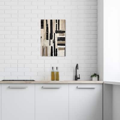 Wynwood Studio Abstract Targa White and Cream White Modern & Contemporary Wall Art Canvas Print