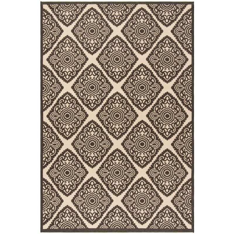 SAFAVIEH Beach House Phyllis Indoor/ Outdoor Waterproof Patio Backyard Rug - 3' x 5' - Creme/Brown