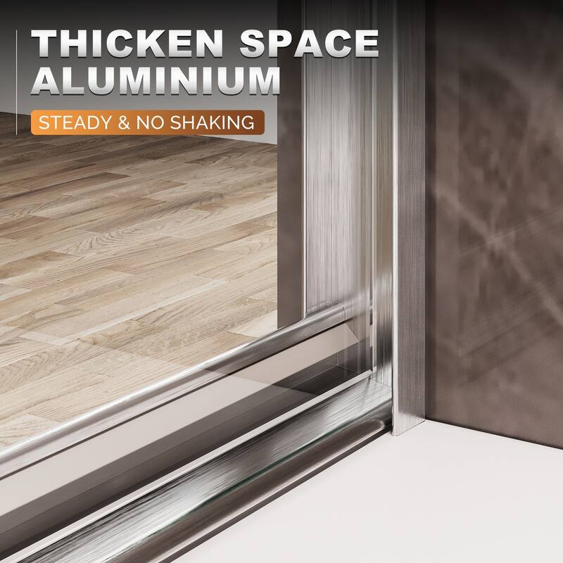 Elegant Double Sliding Shower Door Brushed Nickel Finish Framed With 1/4 inch Clear Tempered Glass