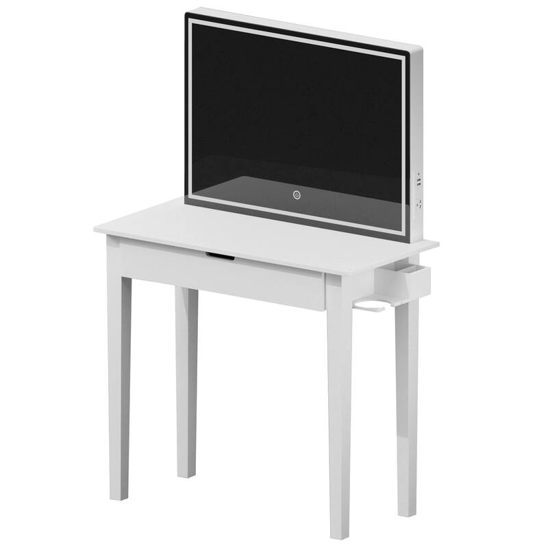 Vanity Desk Set With Mirror For Makeup - White