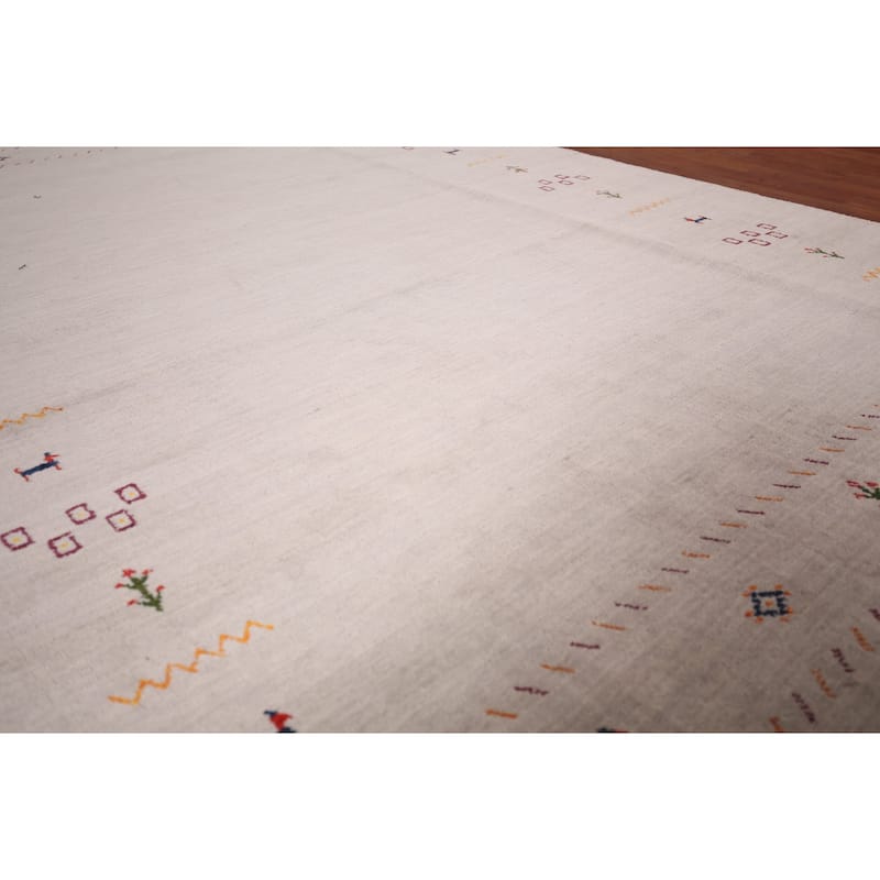 Little Animals Design Gabbeh Indian Area Rug Hand-Knotted Wool Carpet - 6'7"x 9'7"