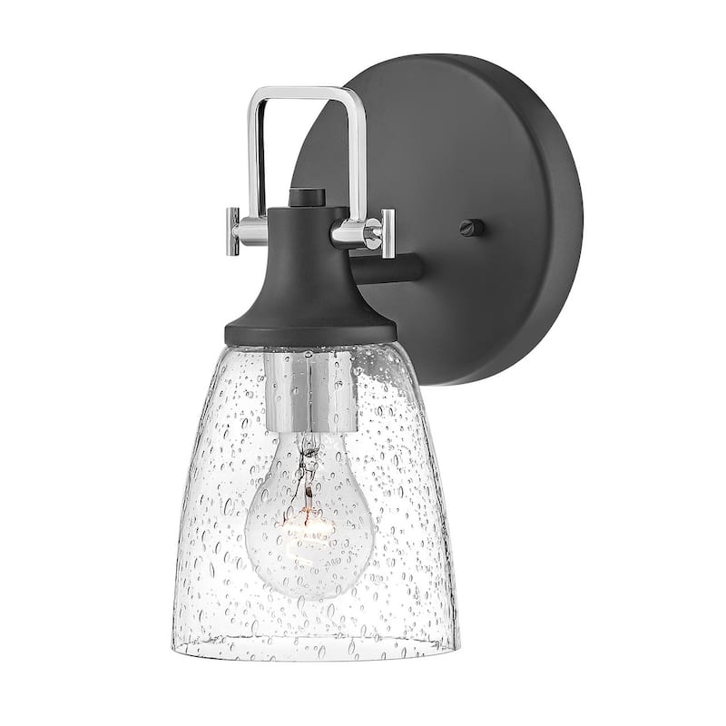 Hinkley Lighting Easton 6" Wide Bathroom Sconce with Clear Seedy Glass - Black / Chrome