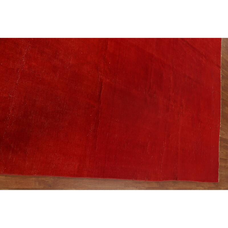 Distressed Over-Dyed Anatolian Turkish Rug Handmade Solid Wool Carpet - 9'5" x 12'1"