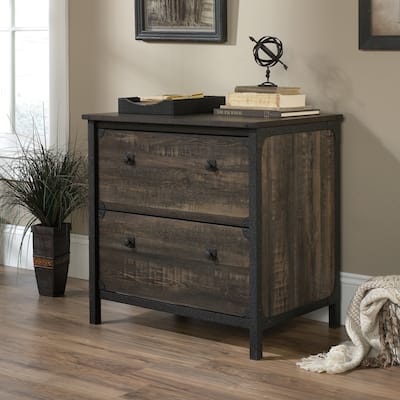 Brown 2-Drawer Lateral File Cabinet with Safety Lock Compact Home Office
