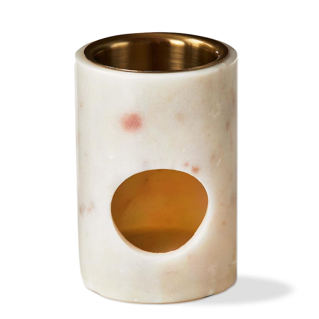 White Marble Essential Oil Burner & Lotion Warmer - Home Fragrance, Everyday Use, Easy Clean, 4" H x 2.75" L x 2.75" W