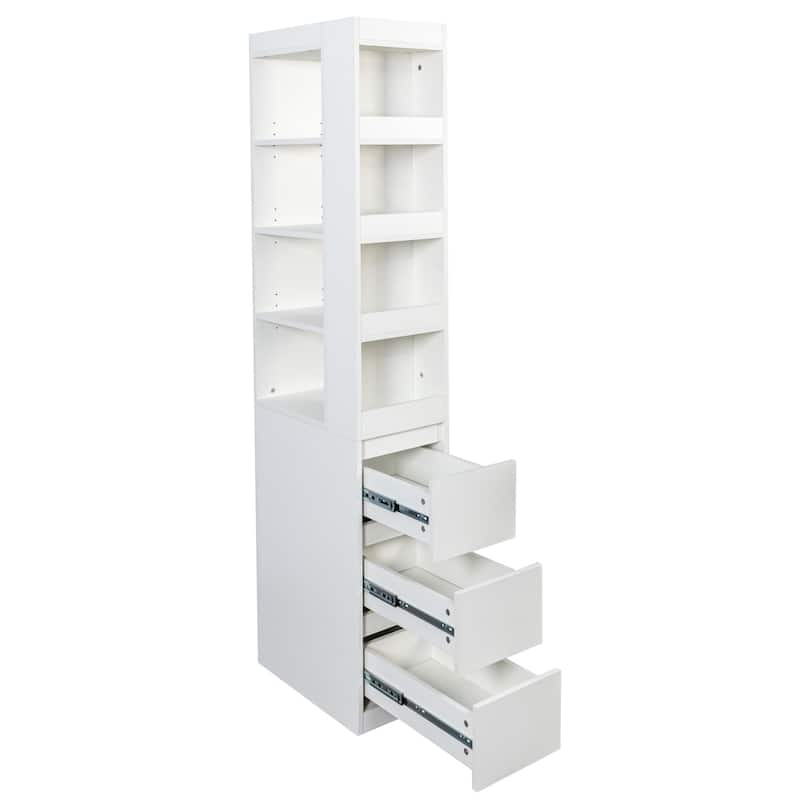 70.87" H Display Storage Cabinet , 4-Tier Shelf, 3 Side Drawers & 4 small display shelves
