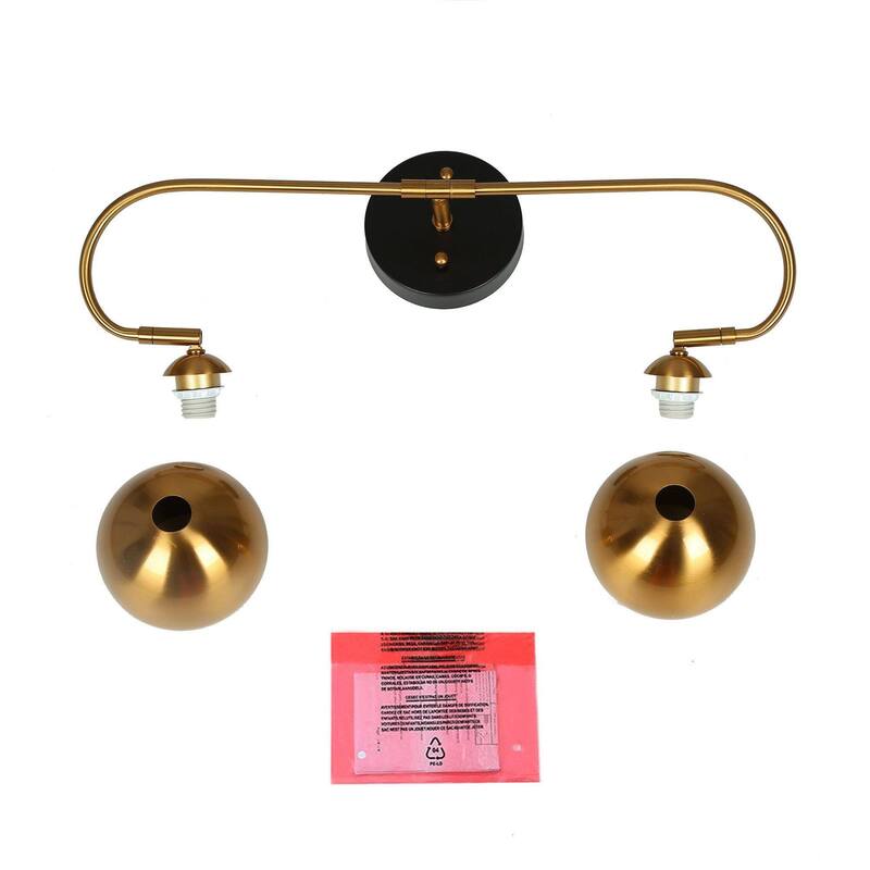 Modern Black Gold 2-Light Metal Dome Wall Sconces Dimmable Bathroom Vanity Lights