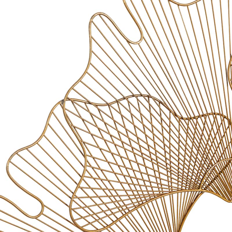 Metal Floral Wire Cutout Ginkgo Leaf Home Wall Decor - Copper or Gold- Roche River Decor