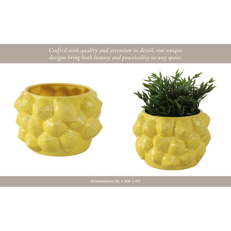 Textured Stoneware Ceramic Planter with Sculpted Bulbous Design