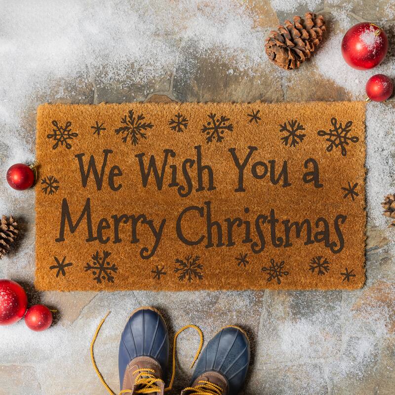 Nostalgia Christmas Tree Coir Door Mat - "We Wish You A Merry Christmas" - 28" x 16"