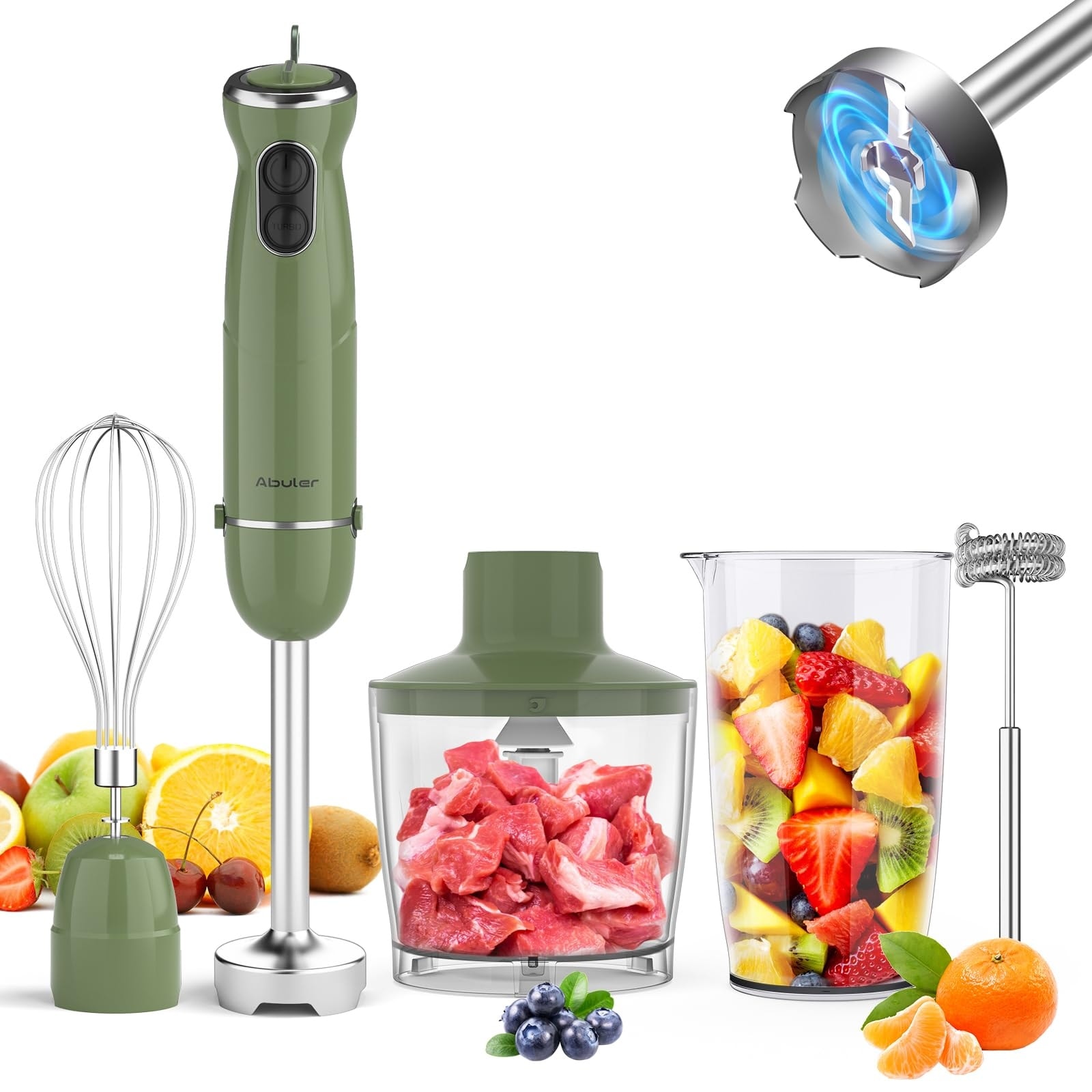 Immersion Blender Handheld 5 in 1 Hand Blender, 800W Hand Mixer Stick, BPA-Free 12 Speed Handheld Blender